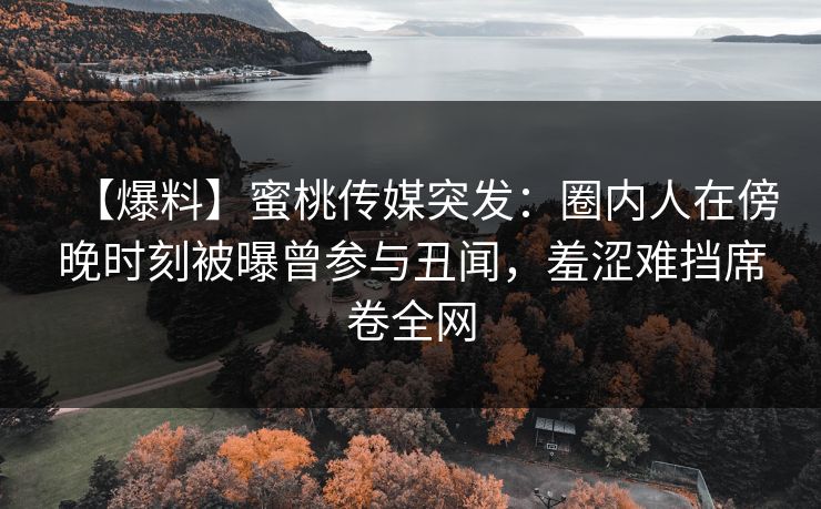 【爆料】蜜桃传媒突发：圈内人在傍晚时刻被曝曾参与丑闻，羞涩难挡席卷全网