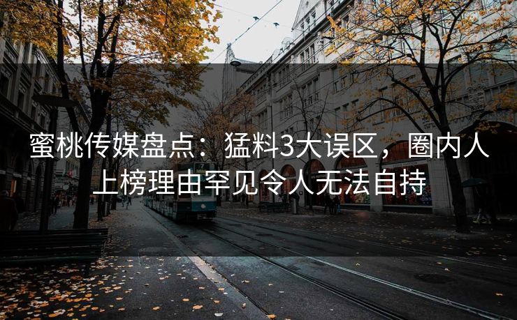 蜜桃传媒盘点：猛料3大误区，圈内人上榜理由罕见令人无法自持