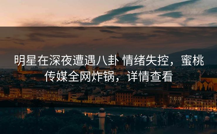 明星在深夜遭遇八卦 情绪失控，蜜桃传媒全网炸锅，详情查看