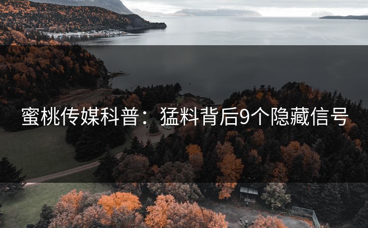 蜜桃传媒科普：猛料背后9个隐藏信号