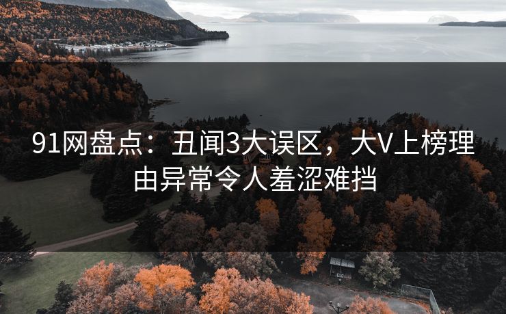 91网盘点：丑闻3大误区，大V上榜理由异常令人羞涩难挡