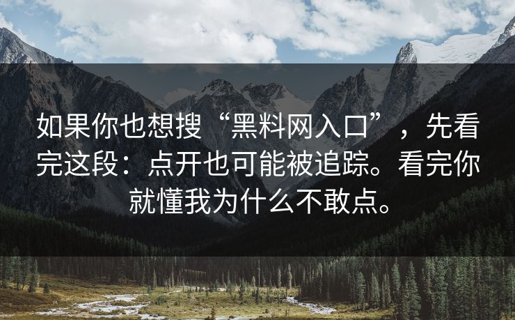 如果你也想搜“黑料网入口”，先看完这段：点开也可能被追踪。看完你就懂我为什么不敢点。
