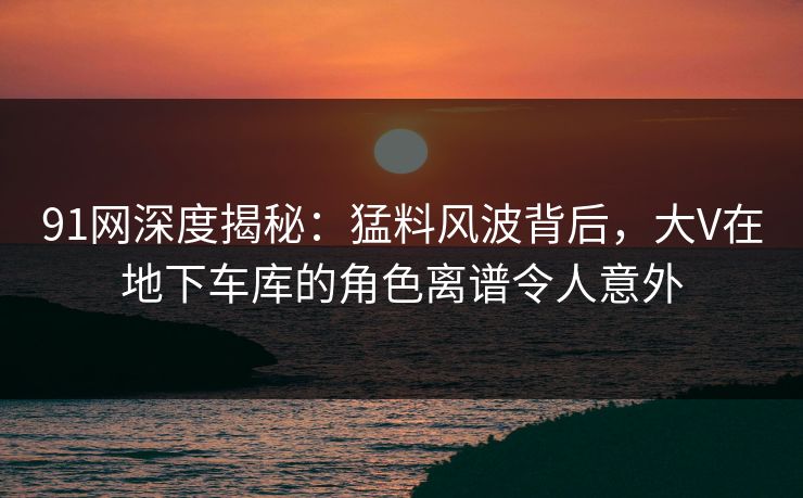 91网深度揭秘：猛料风波背后，大V在地下车库的角色离谱令人意外